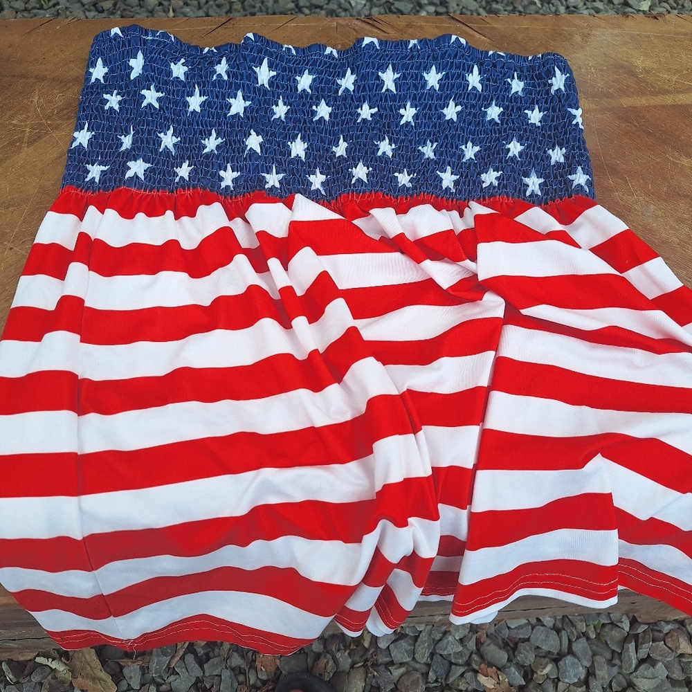 Patriotic Red and White Striped Strapless Shirt